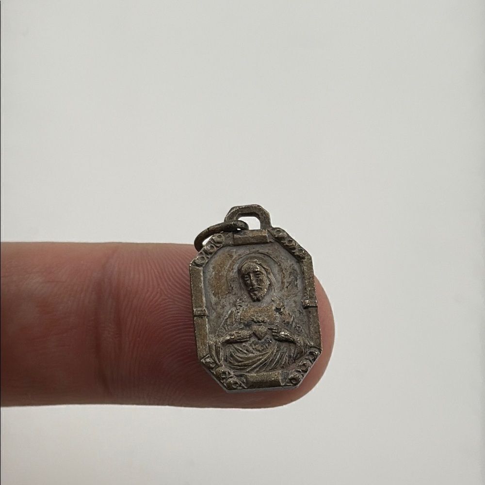 Vintage Silver Tone Religious Pendant